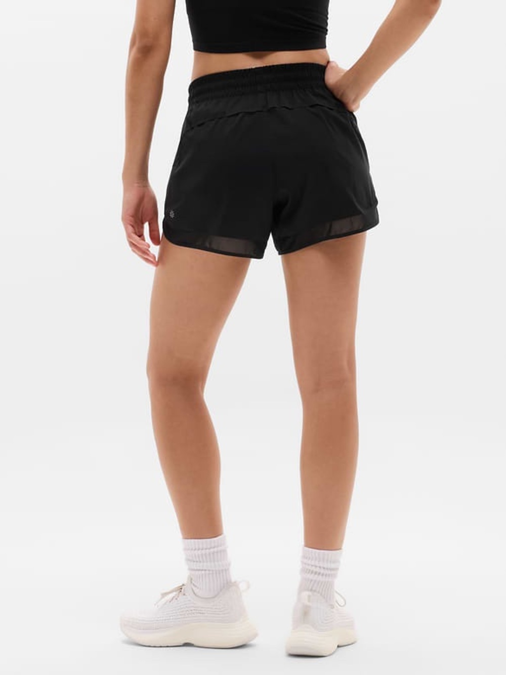 Athleta Mesh Run Short High Rise 3in Black XL